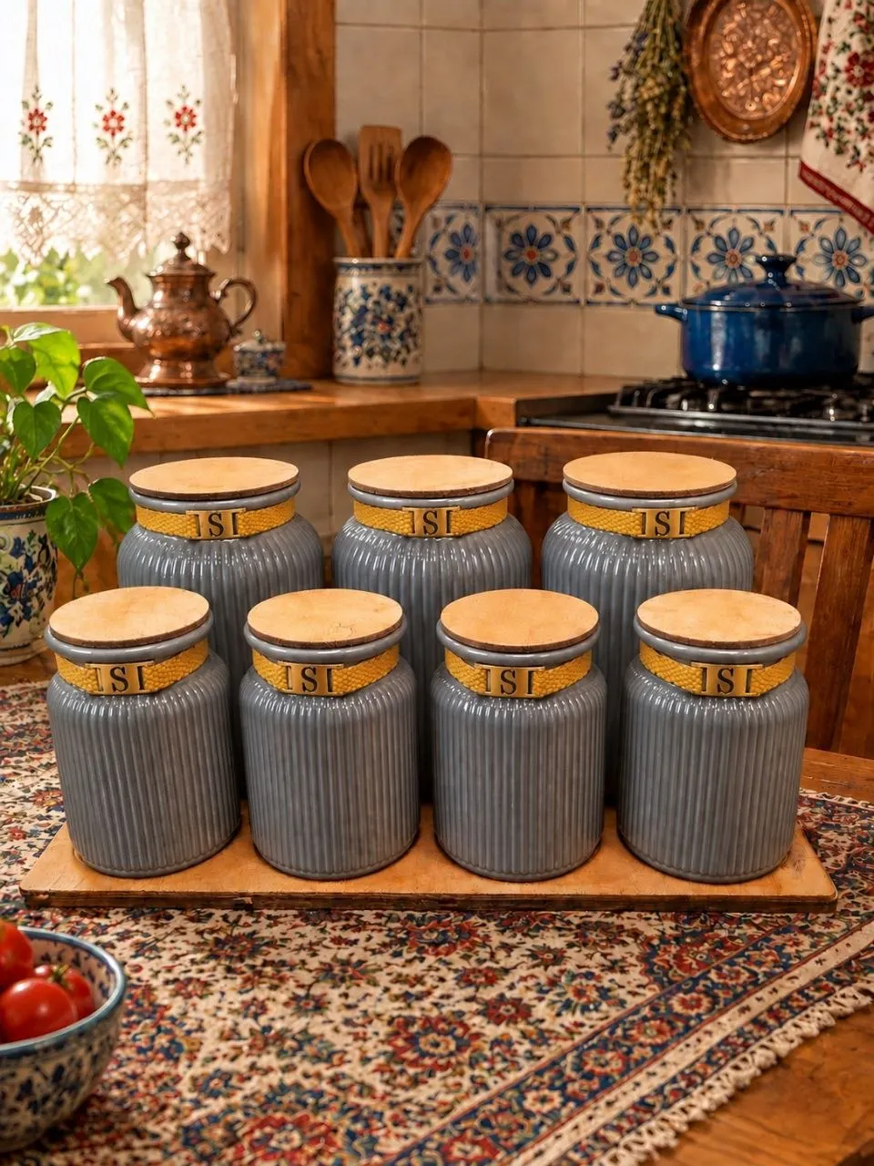 پاسماوری ۷ پارچه شیشه‌ای با استند چوبی