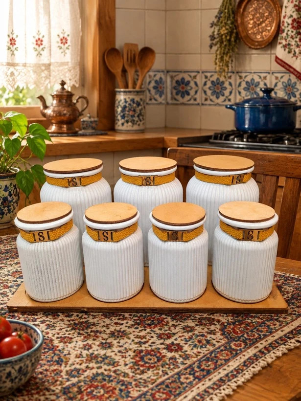 پاسماوری ۷ پارچه شیشهای با استند چوبی